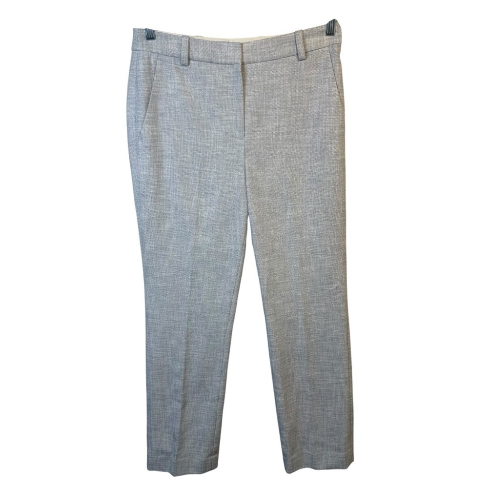 Rebecca Taylor Slub Straight Ankle Length Dove Gray Tweed Dress Pants Size 6 - Picture 1 of 7